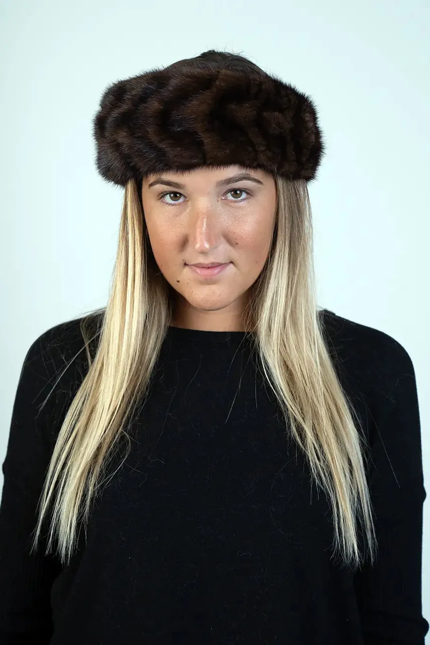 Mahogany Beaded Mink Headband
