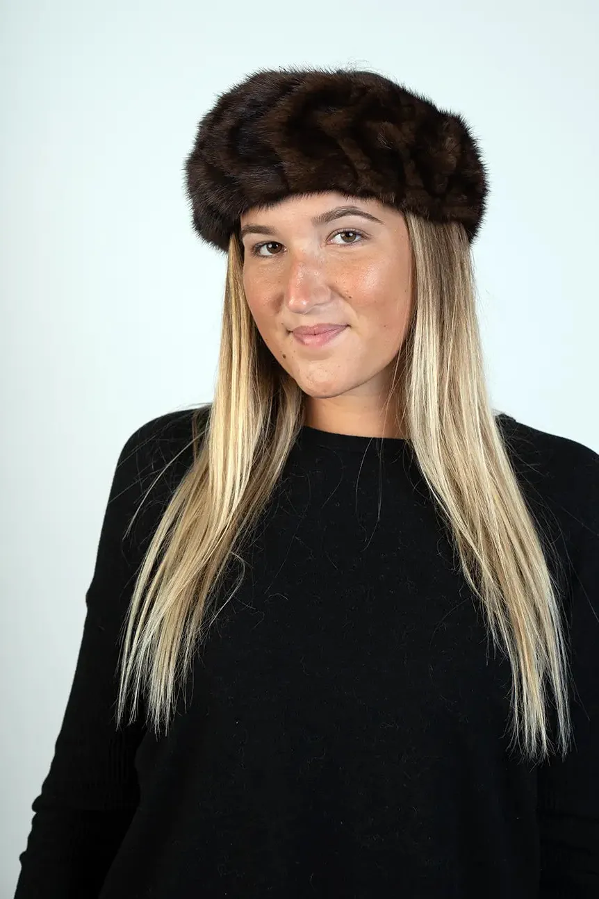 Mahogany Beaded Mink Headband