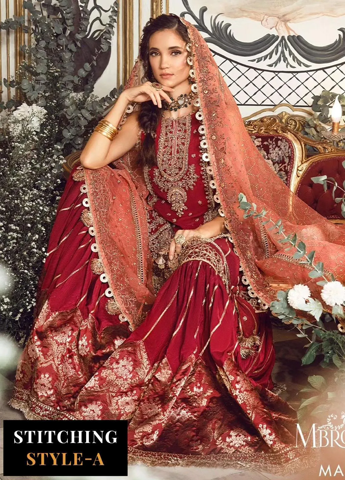 Maria B Mbroidered Collection '23 | Red BD-2708