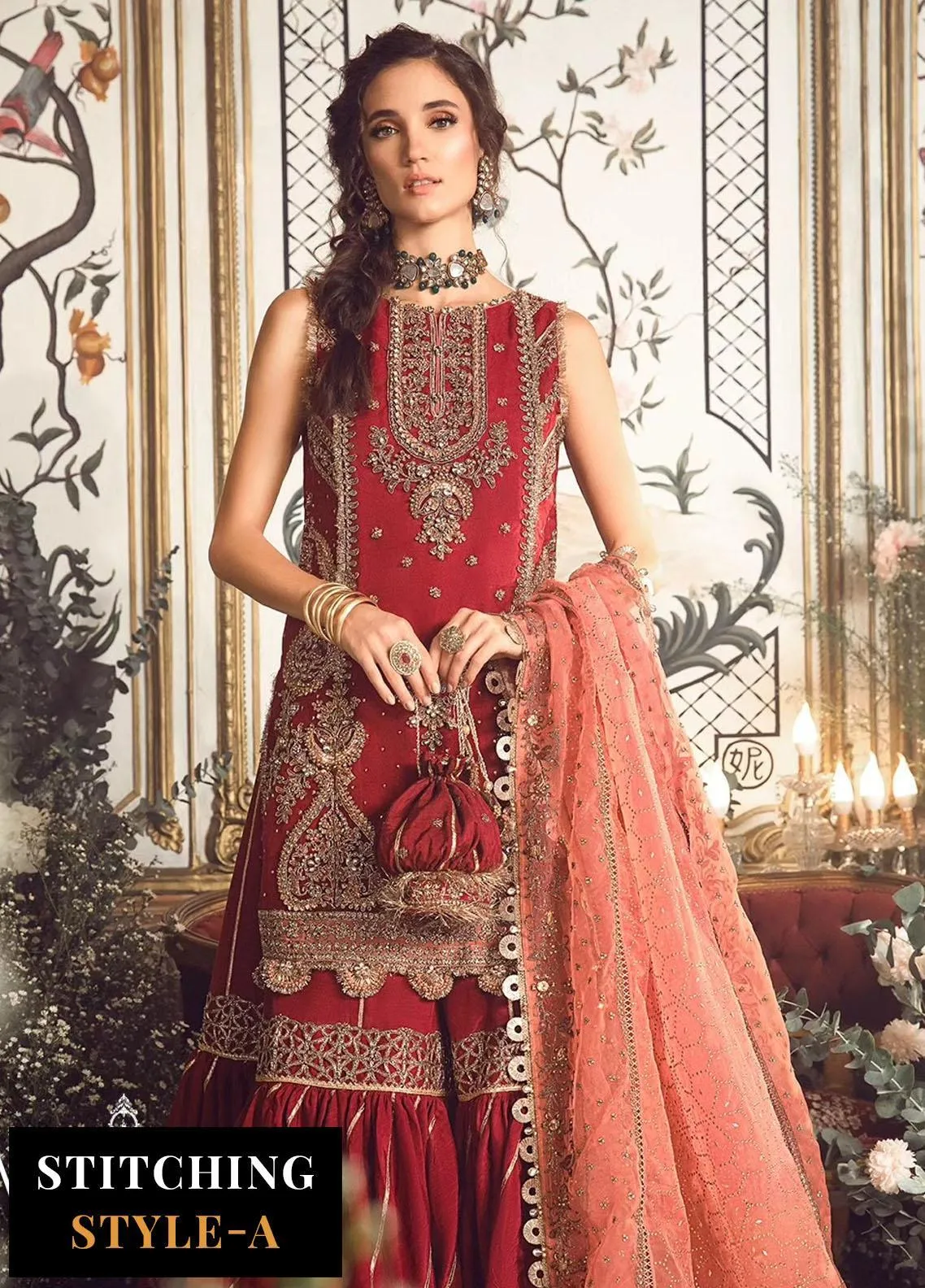 Maria B Mbroidered Collection '23 | Red BD-2708