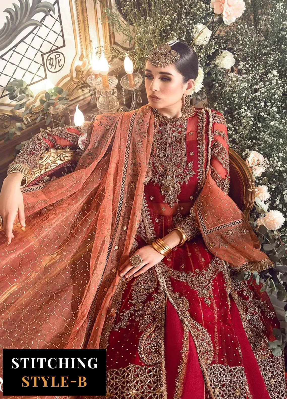 Maria B Mbroidered Collection '23 | Red BD-2708