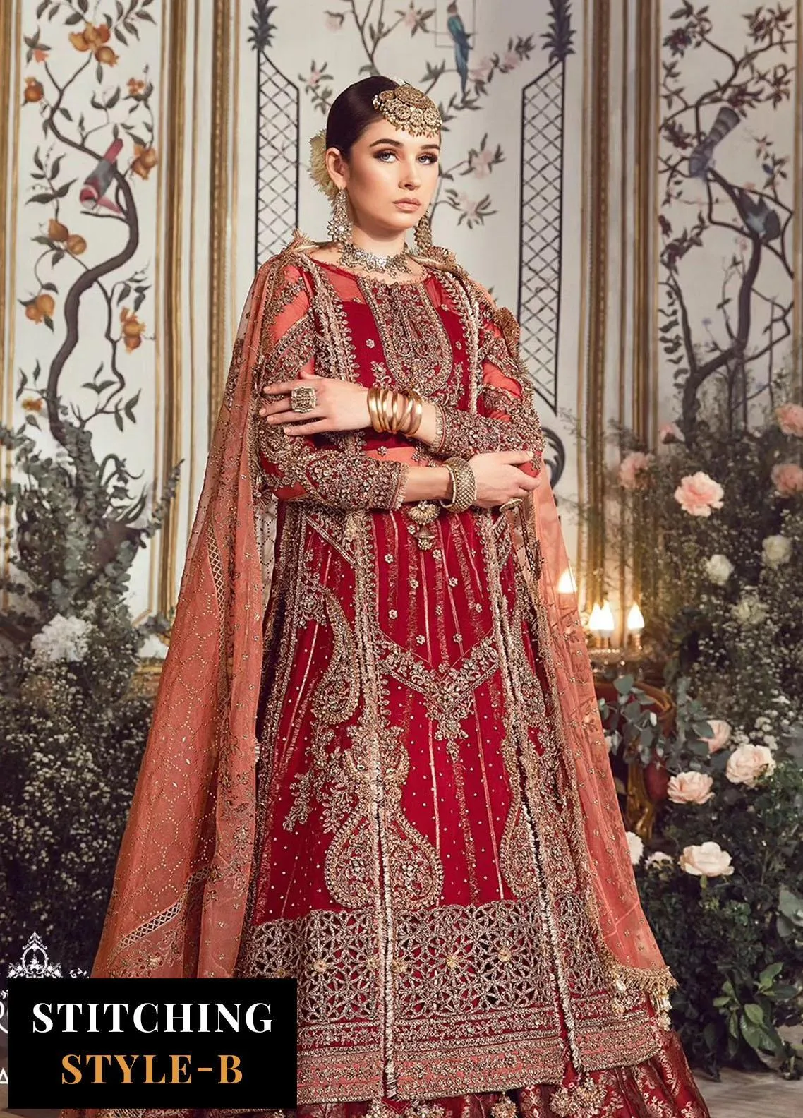 Maria B Mbroidered Collection '23 | Red BD-2708