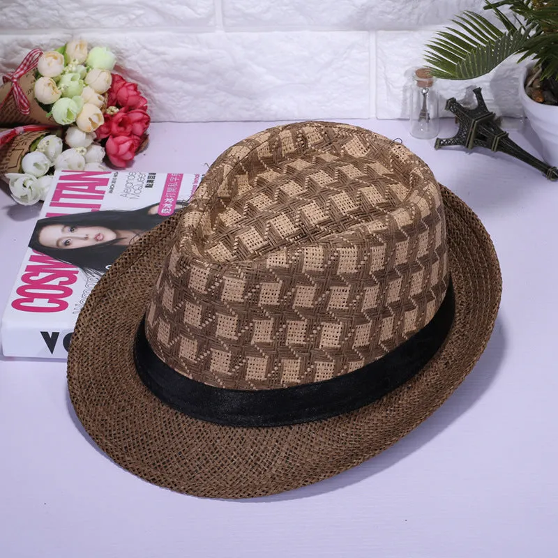 Mens Kentucky Derby Hats Flat Top Denim Hat Men Plaid Retro