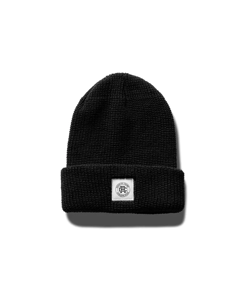 Merino Crest Label Wool Beanie Black