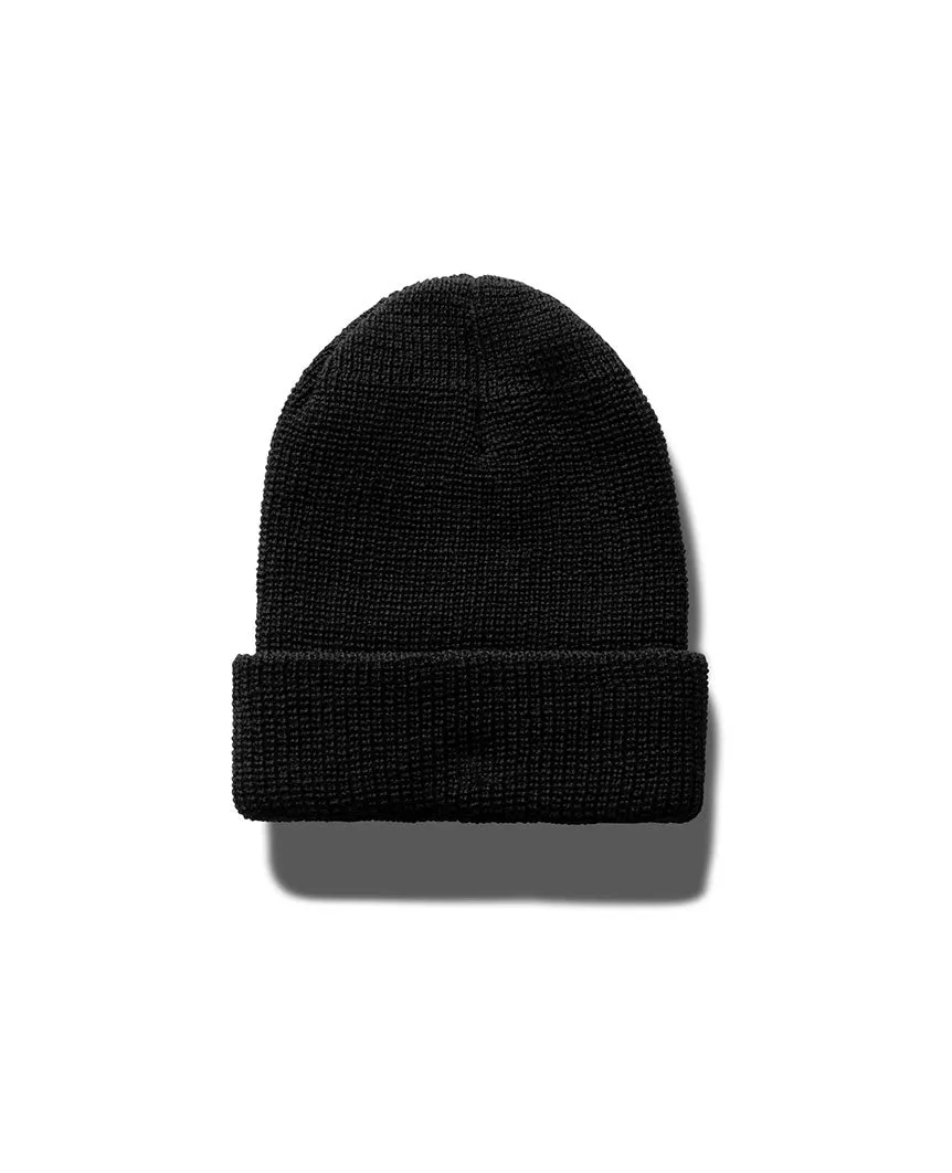 Merino Crest Label Wool Beanie Black