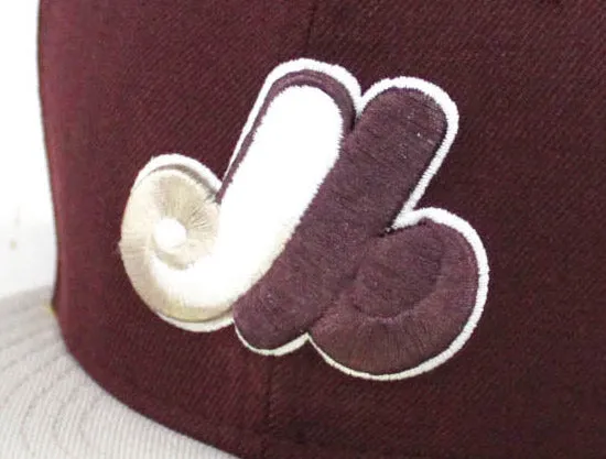 Montreal Expos New Era 59Fifty Fitted Hat (GS Air Jordan Retro 11 RL Maroon Gold Gray Under Brim)