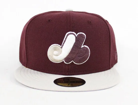Montreal Expos New Era 59Fifty Fitted Hat (GS Air Jordan Retro 11 RL Maroon Gold Gray Under Brim)
