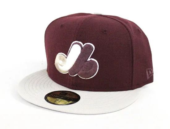 Montreal Expos New Era 59Fifty Fitted Hat (GS Air Jordan Retro 11 RL Maroon Gold Gray Under Brim)