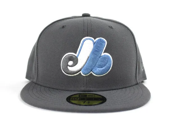 Montreal Expos New Era 59Fifty Fitted Hat (Jordan 12 Retro Grey University Blue Gray Under Brim)