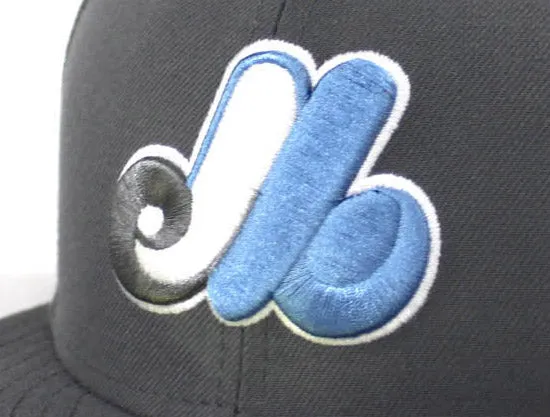 Montreal Expos New Era 59Fifty Fitted Hat (Jordan 12 Retro Grey University Blue Gray Under Brim)