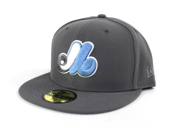 Montreal Expos New Era 59Fifty Fitted Hat (Jordan 12 Retro Grey University Blue Gray Under Brim)