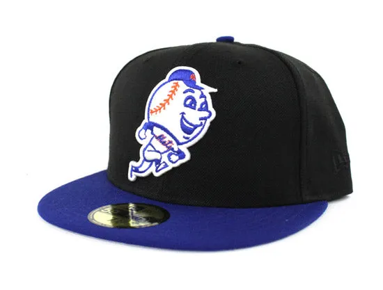 Mr Mets NY Mets New Era 59Fifty Fitted Hats (Black Blue Gray Under Brim)