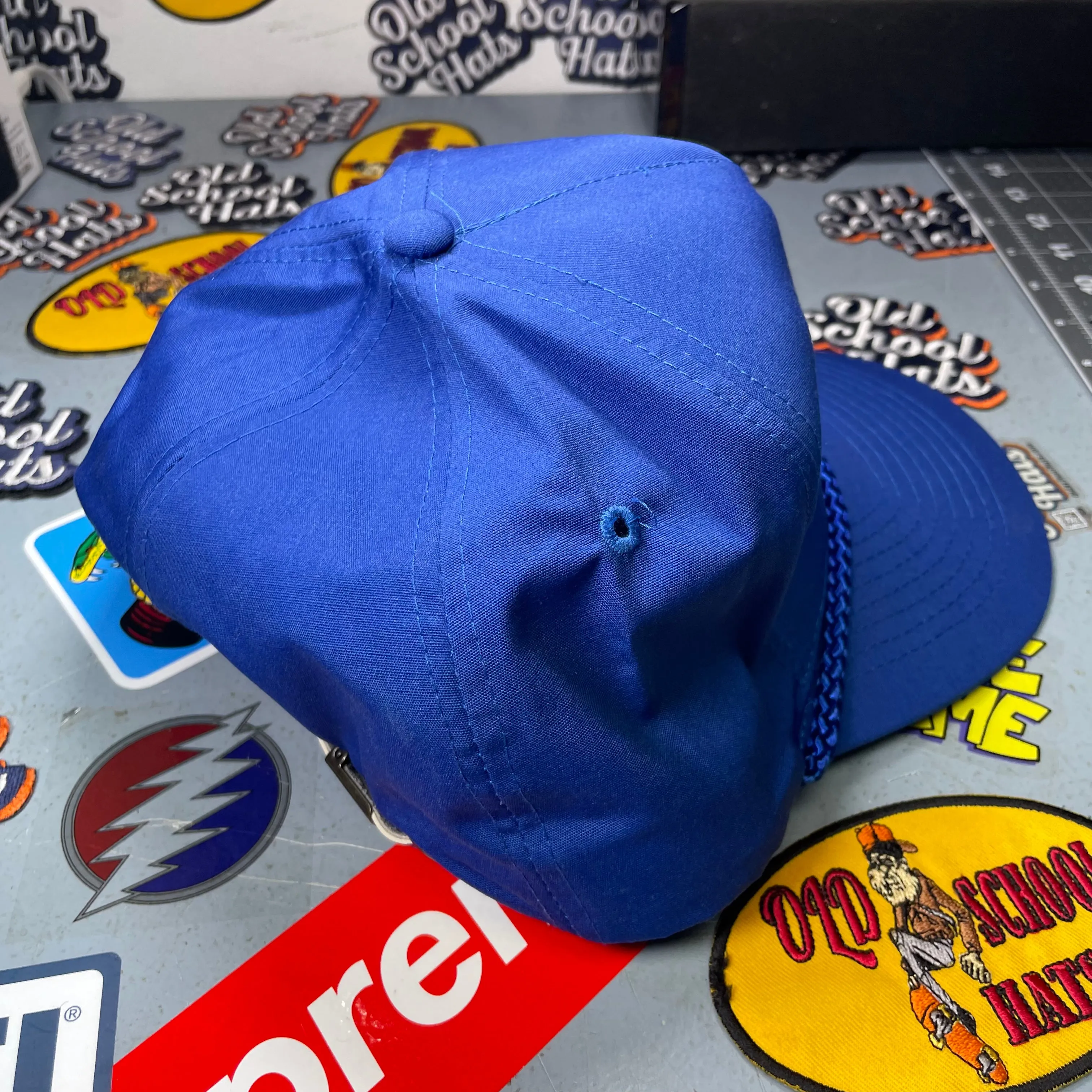 MY DRINKING TEAM GOLF Vintage Custom Embroidered Blue Strapback Rope Cap Hat