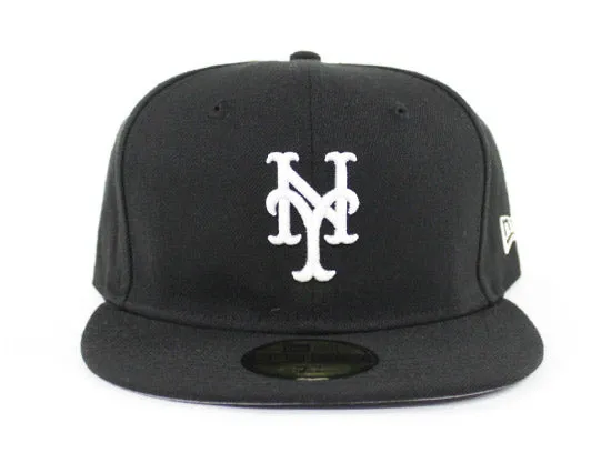 New York Mets New Era 59Fifty Fitted Hats (Black White GRAY UNDER BRIM)