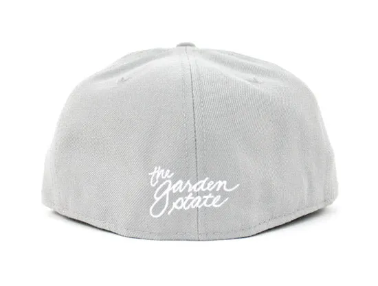 NJ Script New Era 59Fifty Fitted Hats (Gray White Gray Under Brim)