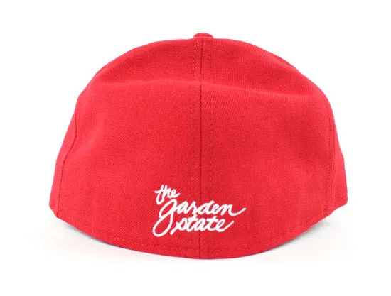 NJ Script New Era 59Fifty Fitted Hats (Red Gray Under Brim)