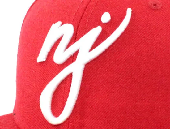 NJ Script New Era 59Fifty Fitted Hats (Red Gray Under Brim)