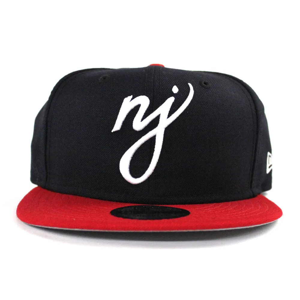 NJ Script New Era 9Fifty Snapback Hat (Navy Red Gray Under Brim)