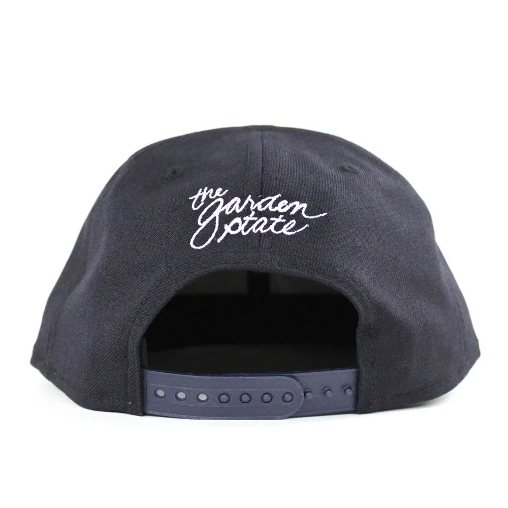 NJ Script New Era 9Fifty Snapback Hat (Navy Red Gray Under Brim)