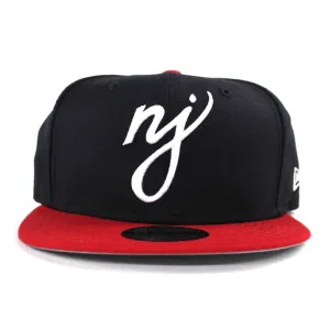 NJ Script New Era 9Fifty Snapback Hat (Navy Red Gray Under Brim)