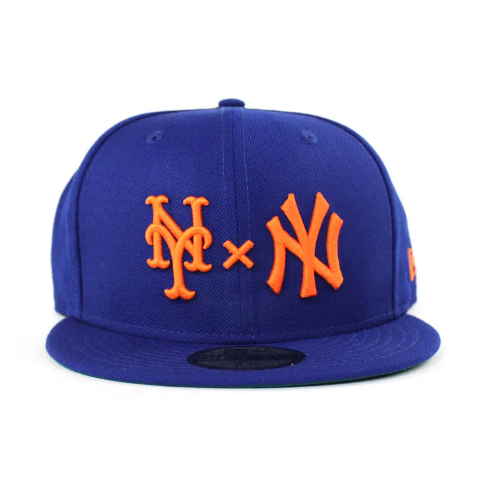 NY Mets x NY Yankees Duel New Era 59Fifty Fitted Hat (Mets Color Green Under Brim)