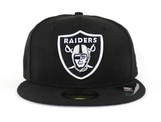 Oakland Raiders 59Fifty Fitted Hat (BLACK WHITE GRAY UNDER BRIM)