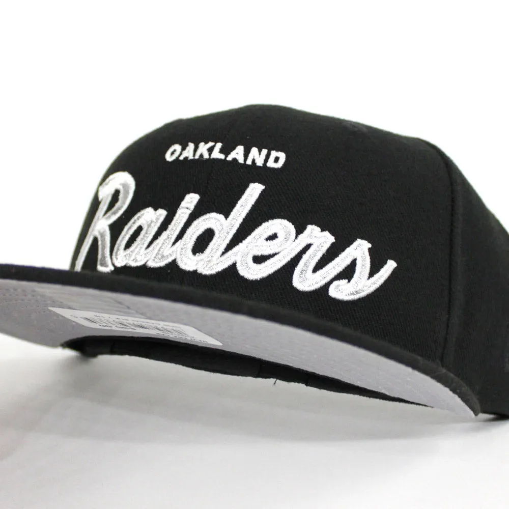 Oakland Raiders Script New Era 59Fifty Fitted Hat (Black Gray Under Brim)