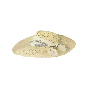 Open Weave Aguacate Extra Long Brim Hat With Fabric Band