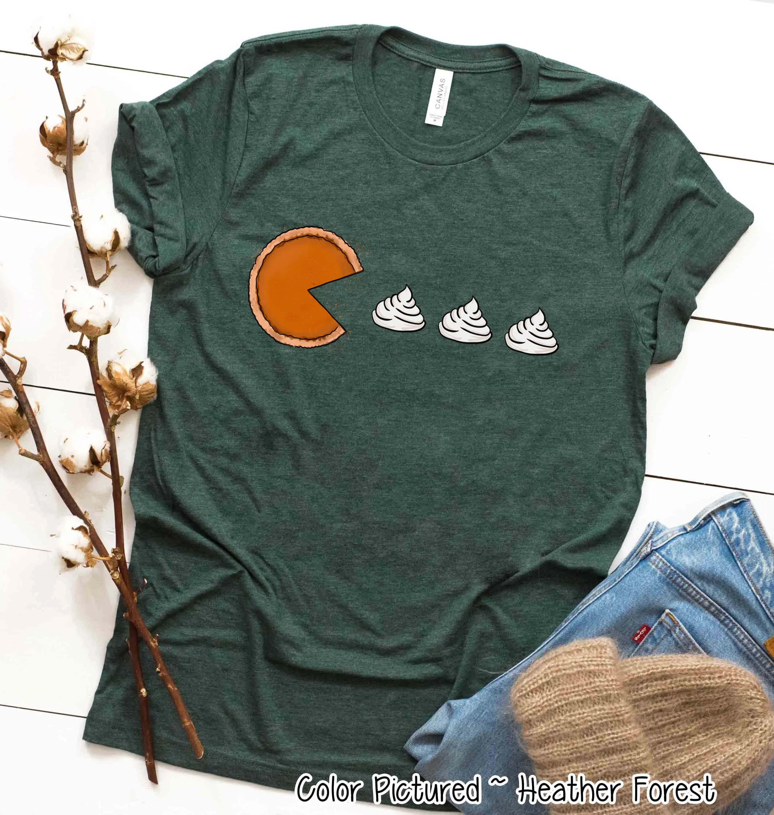 Pac Man Pie Gaming Thanksgiving Fun Fall Tee