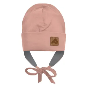 Perlimpinpin Jersey Hat with Fleece Lining and Strings - Blush