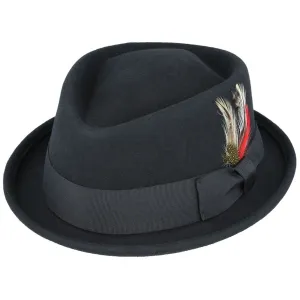 Pork Pie Hat - Handmade Diamond Crown Style In Black - Maz