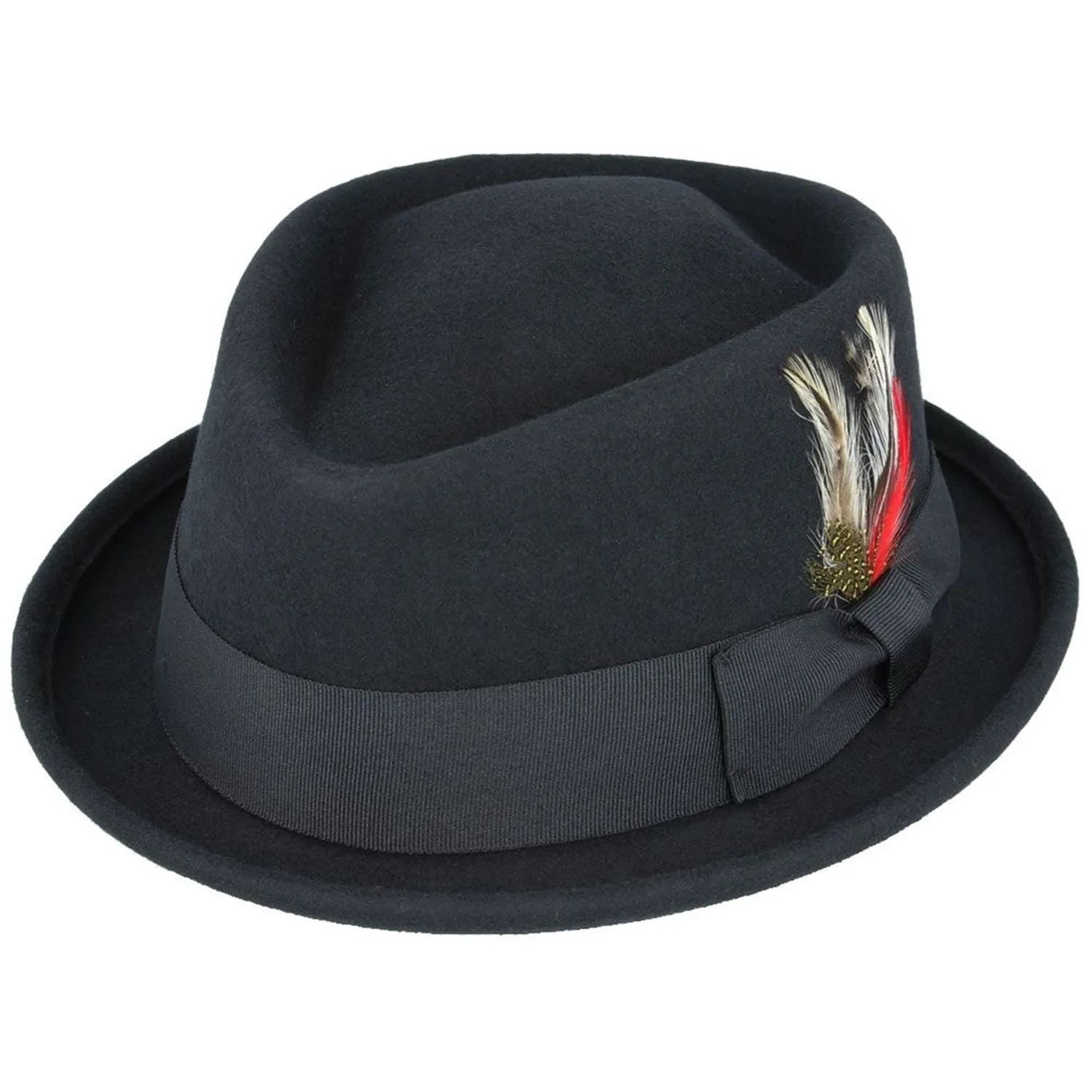 Pork Pie Hat - Handmade Diamond Crown Style In Black - Maz