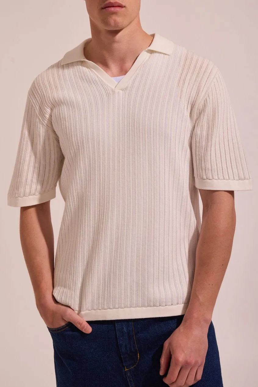 Relaxed Knit Short Sleeve Polo Shirt