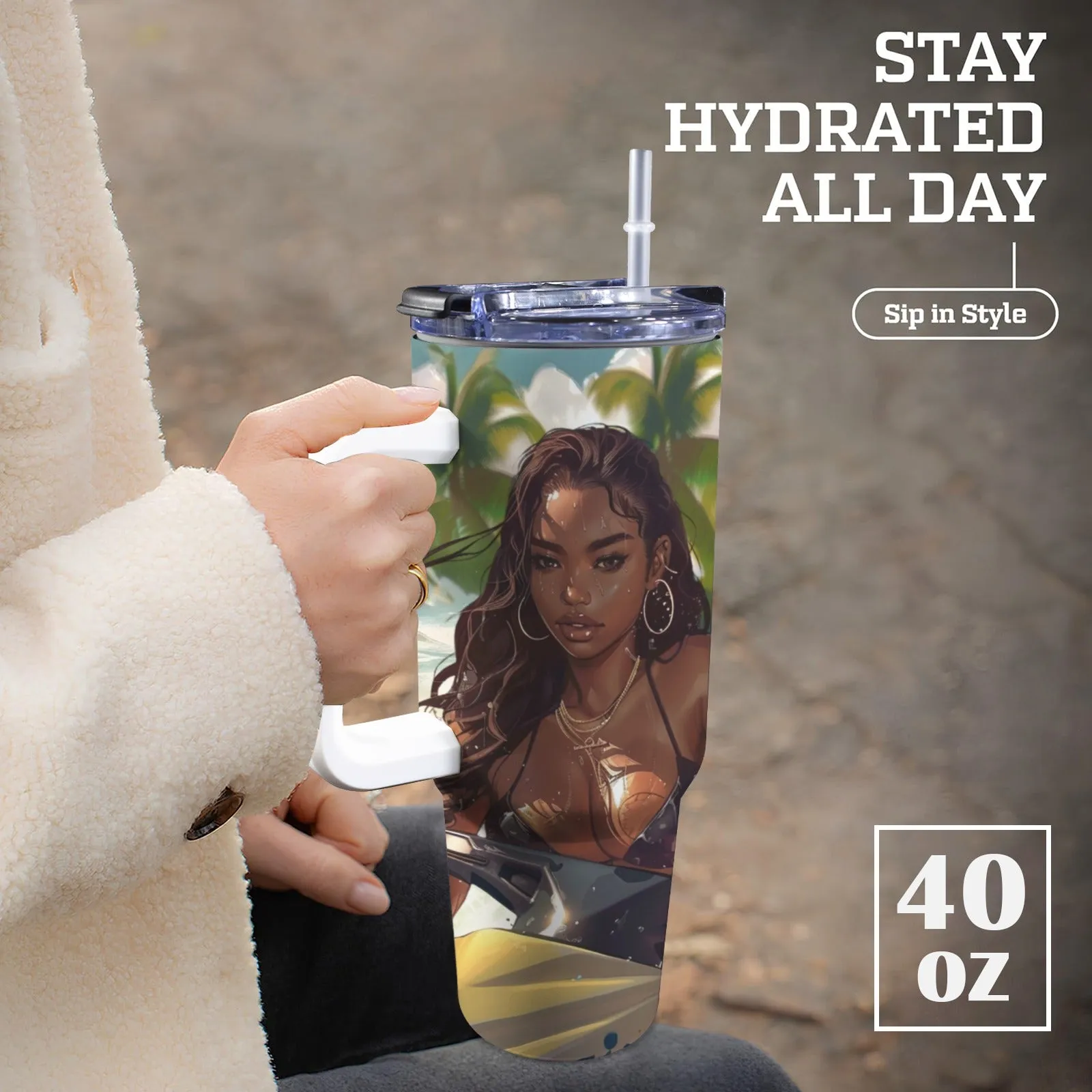 Ride The Vibe 40oz Tumbler with Handle