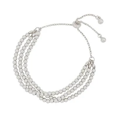 Small Beaded 3 Strand Bracelet - Silver