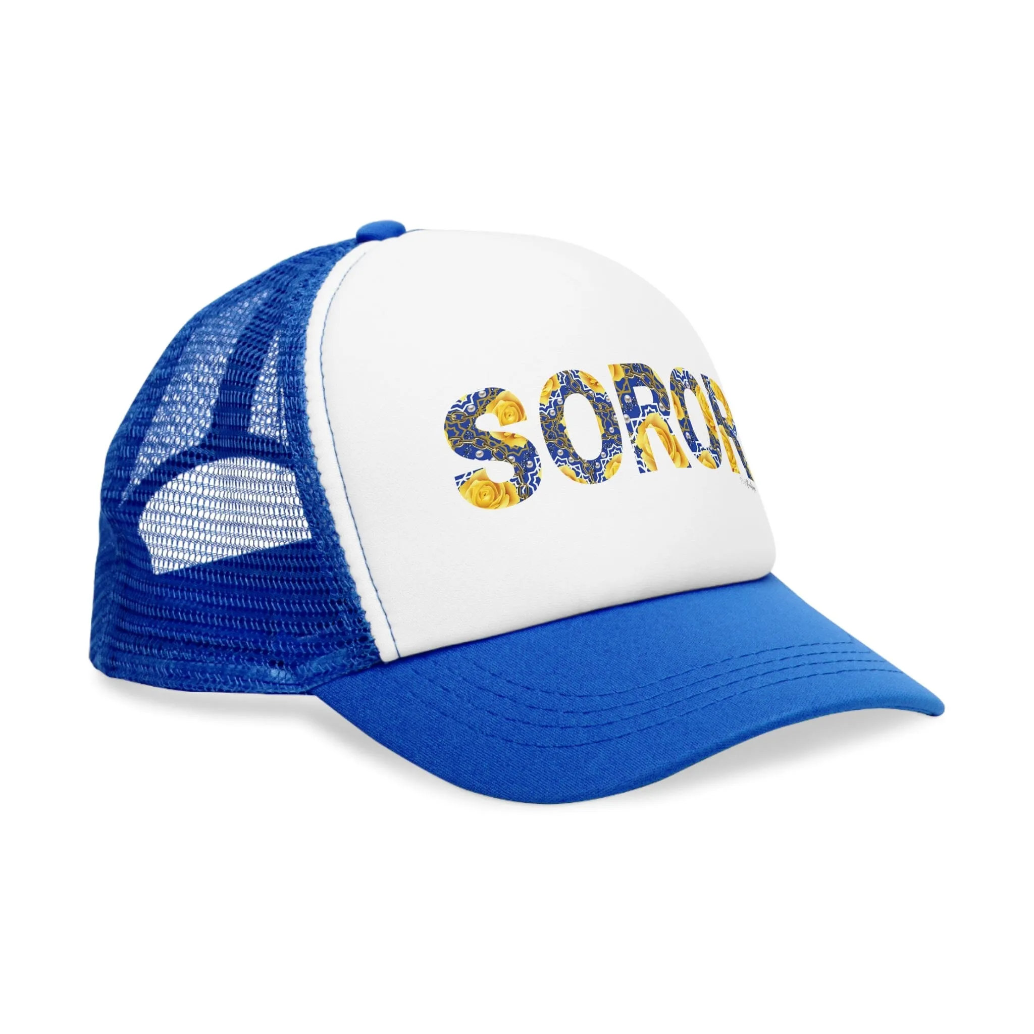 Soror Blue and Gold Trucker Snap Back  Mesh Cap