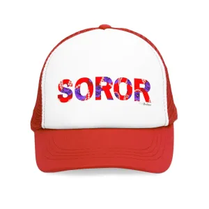 Soror Red and White Trucker Snap Back  Mesh Cap