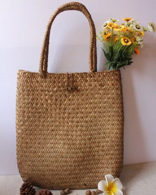 Talay Classic Straw & Bamboo Tote