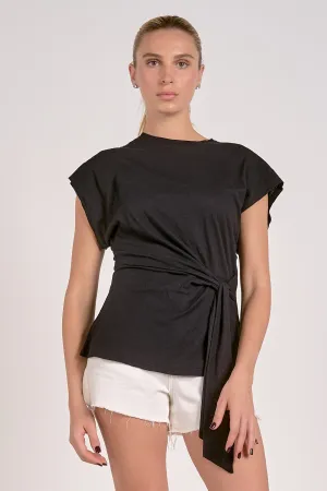 The Aria Short Sleeve Side Tie Knit Top