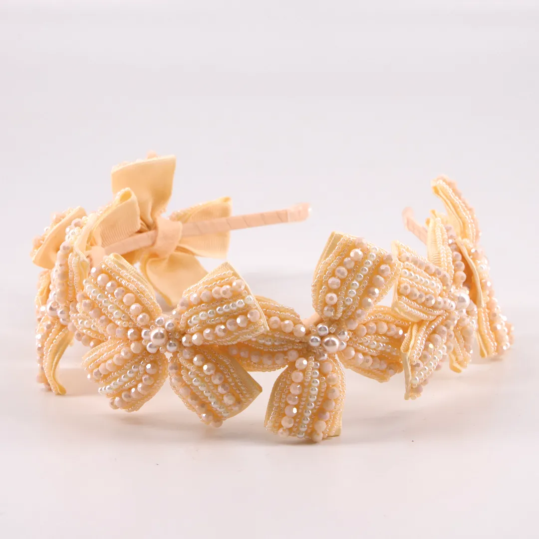 The Sariel Kids Luxury hand beaded Bow Headband