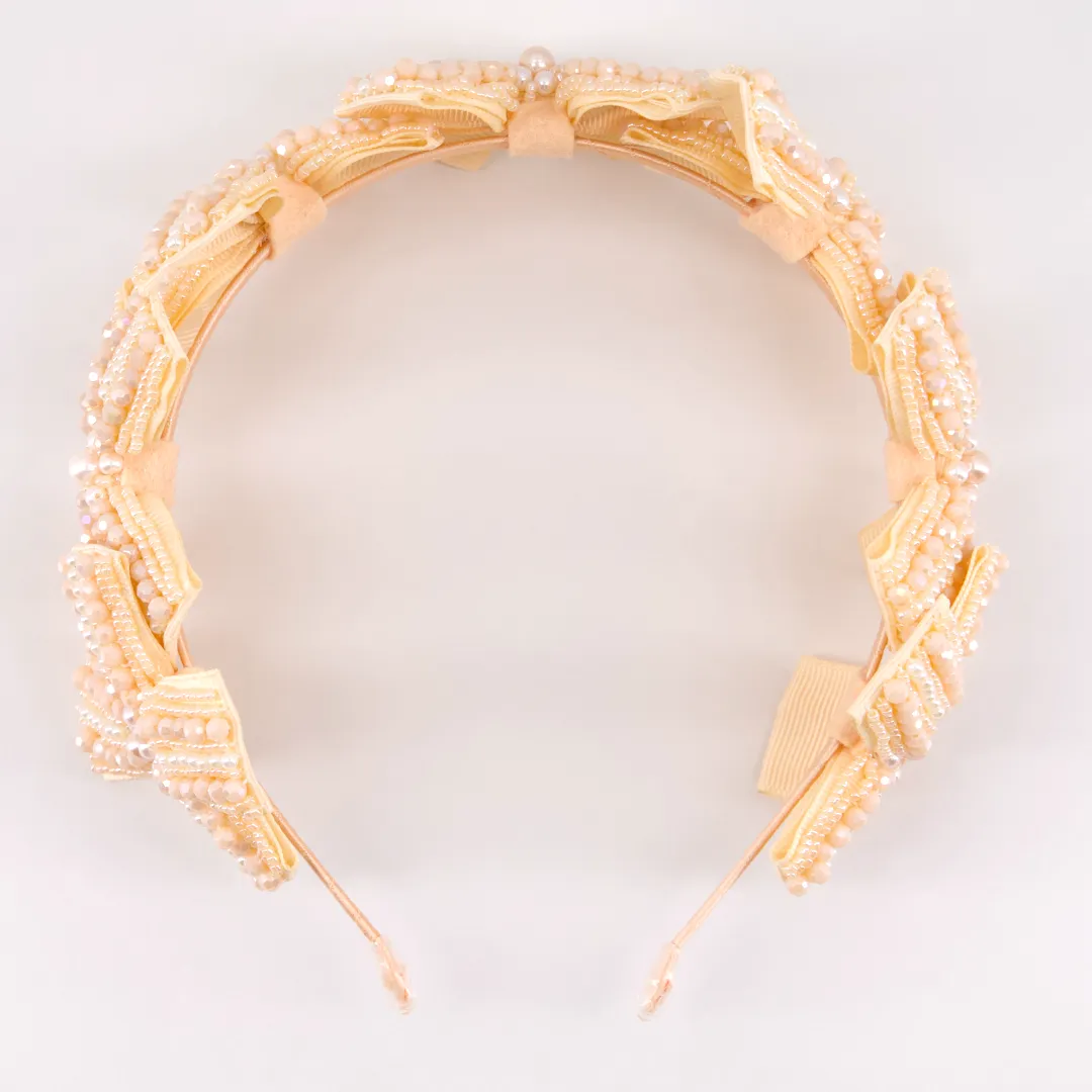 The Sariel Kids Luxury hand beaded Bow Headband