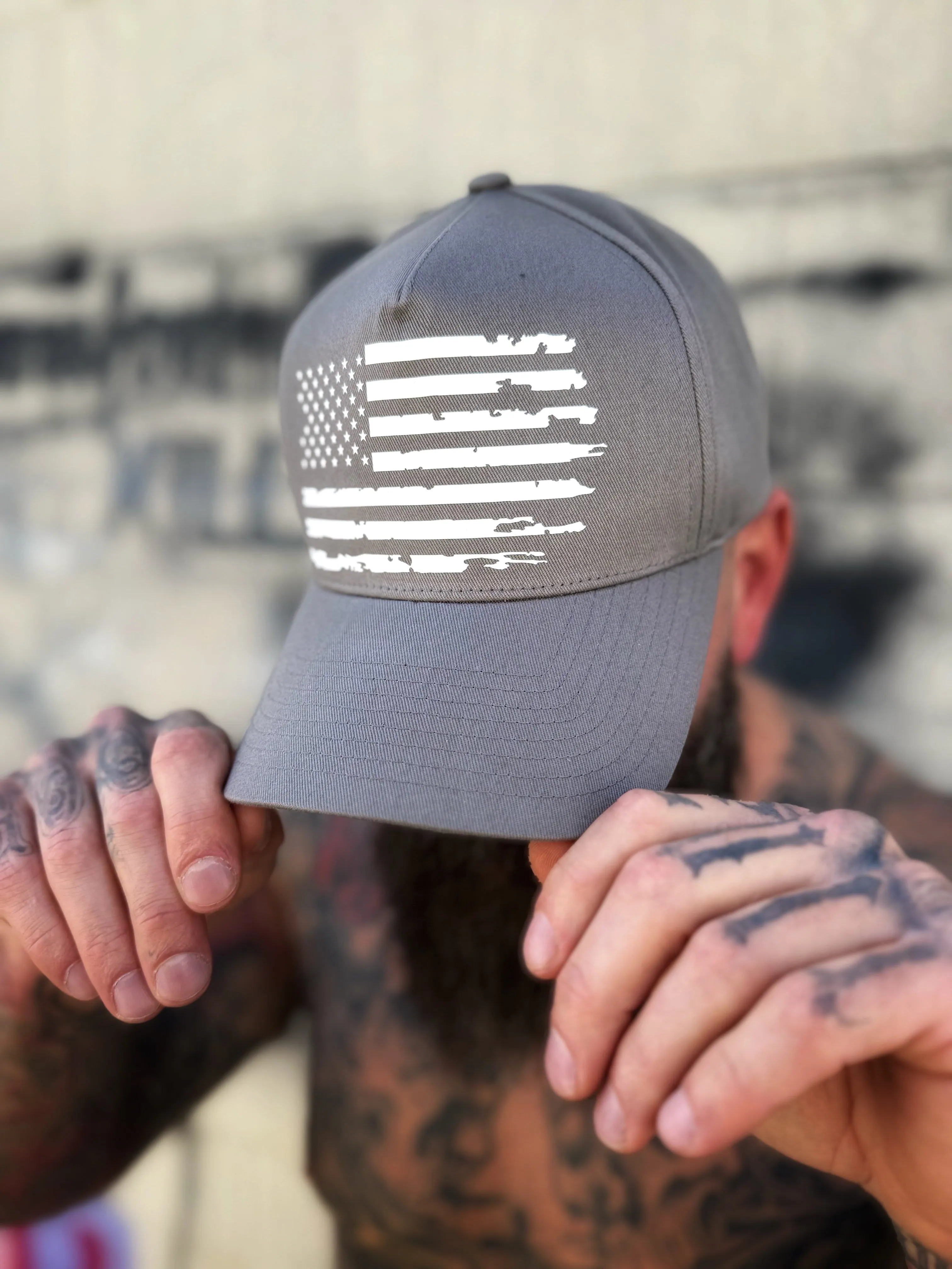 USA FLAG RETRO GREY HAT