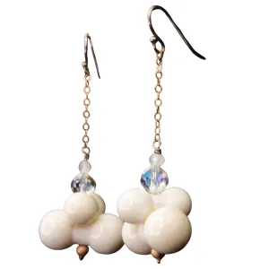 Vintage horn, rose gold, moonstone earring