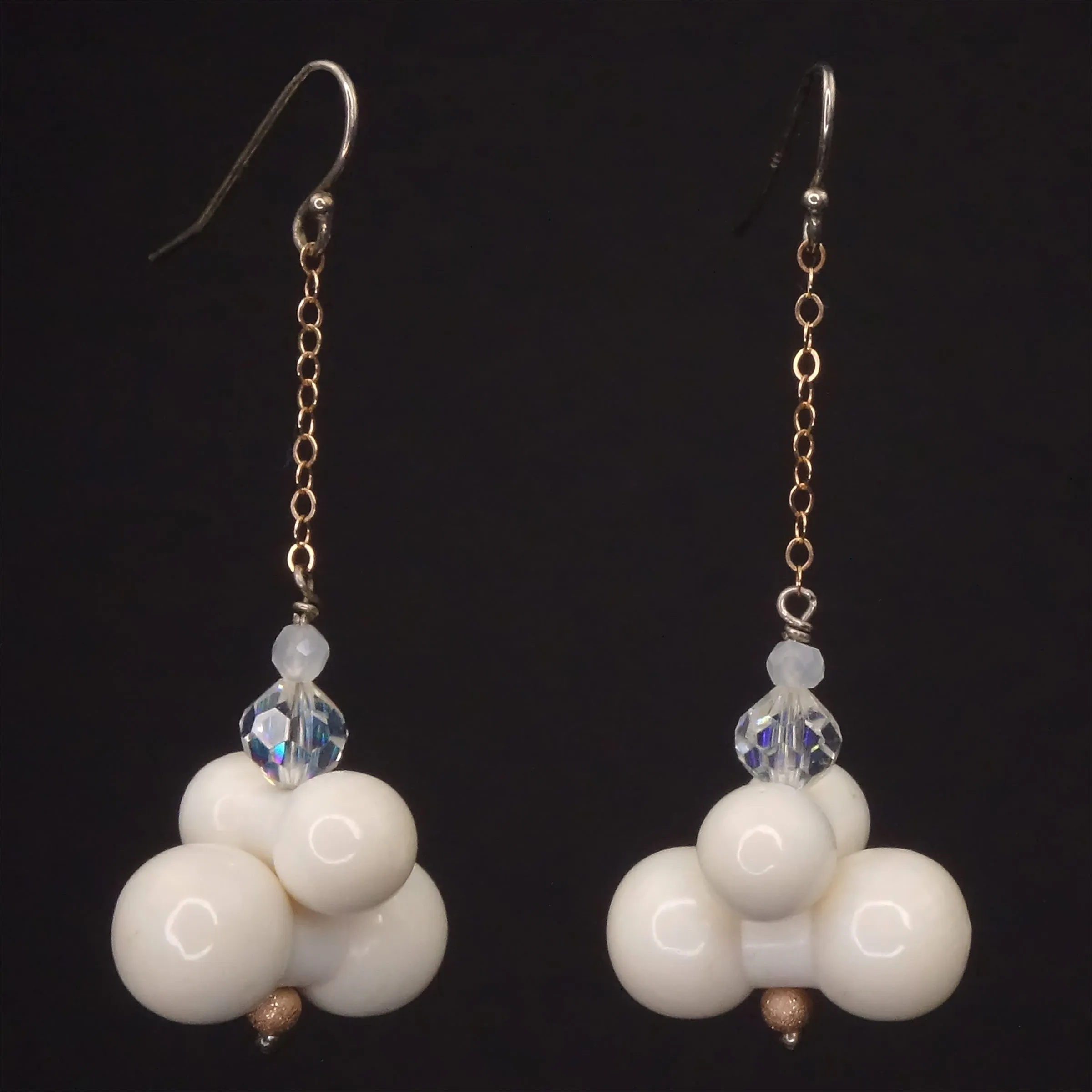 Vintage horn, rose gold, moonstone earring