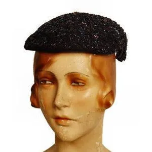 Vintage Navy Beaded Cocktail Hat 1940S Lilyan Models