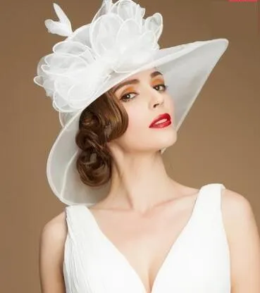 Vintage Organza Hats Large Wide Brim Bonnet  Kentucky Derby Hat