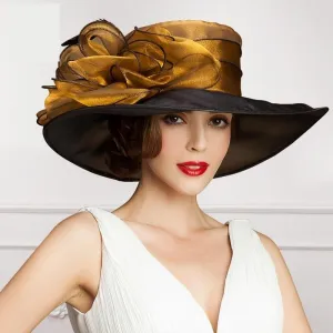 Vintage Organza Hats Large Wide Brim Bonnet  Kentucky Derby Hat