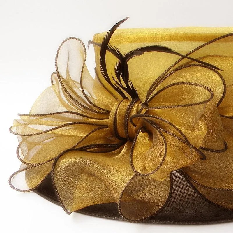 Vintage Organza Hats Large Wide Brim Bonnet  Kentucky Derby Hat