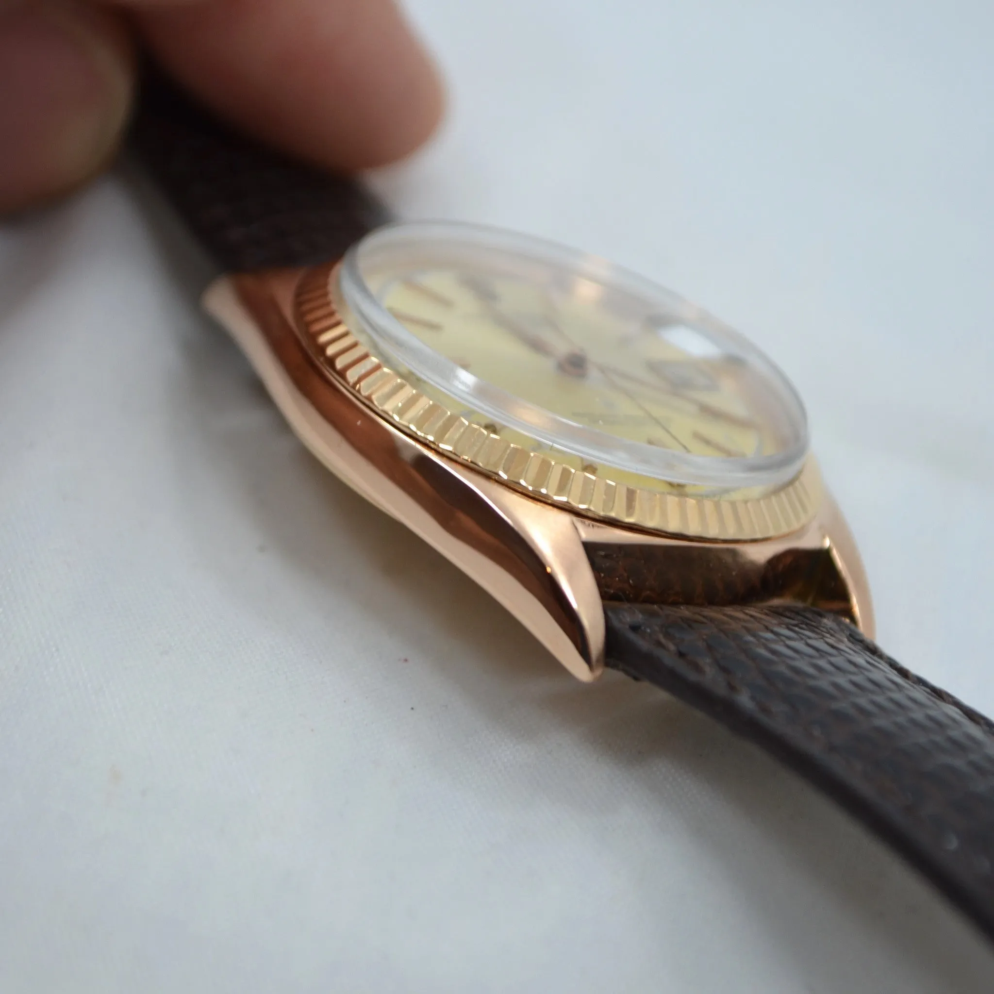 Vintage Rolex Datejust 1601 Oyster Perpetual 18K Rose Gold 1959 Wristwatch