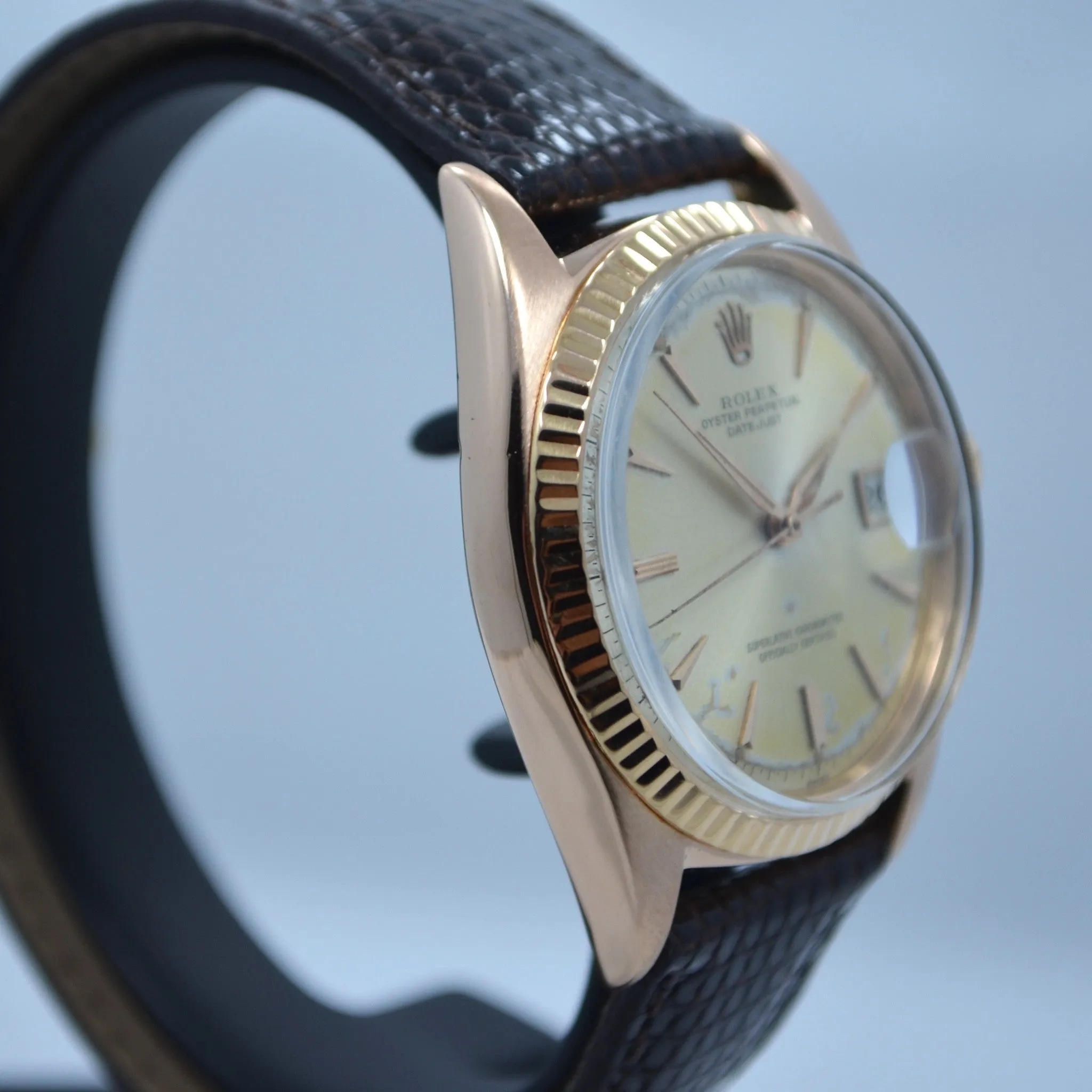 Vintage Rolex Datejust 1601 Oyster Perpetual 18K Rose Gold 1959 Wristwatch